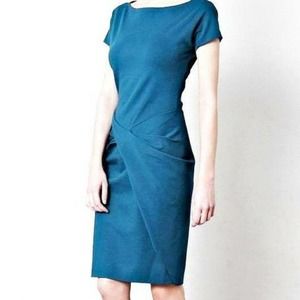 Diane Von Furstenberg Rika Dress Pencil Wrap Blue Green Women's Size 6